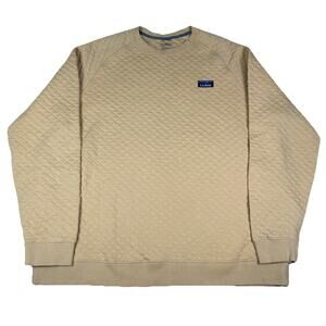 L.L. Bean Quilted Crewneck Mens XXL Tall Pale Yellow Pullover Traditional Fit